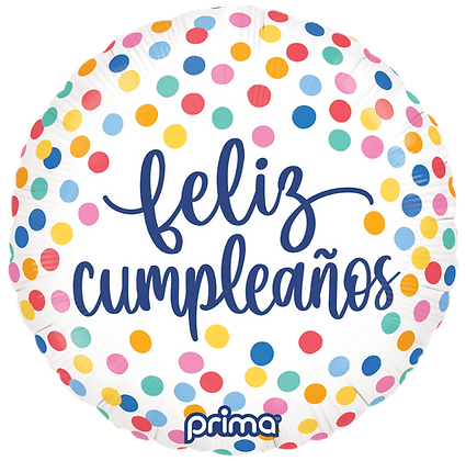 18" Round Feliz Cumpleaños Confetti