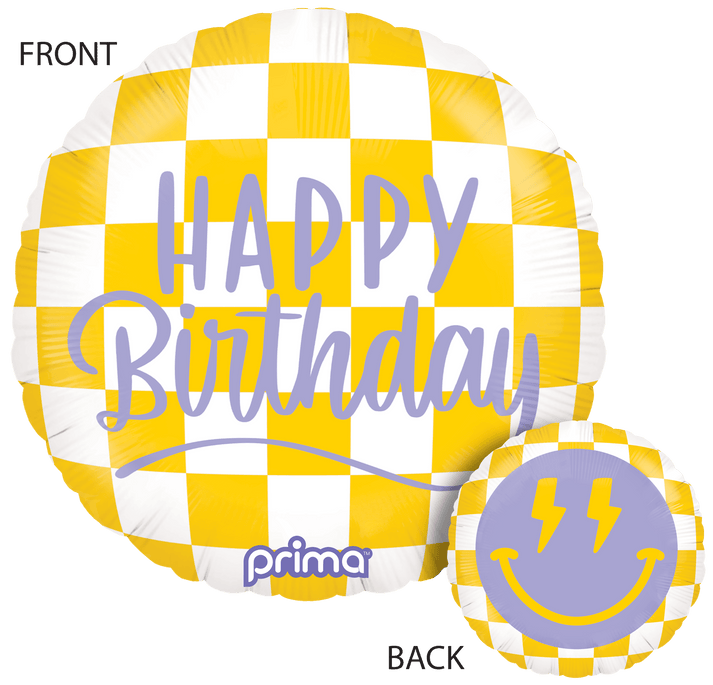 18” Round Happy Face Checker Birthday