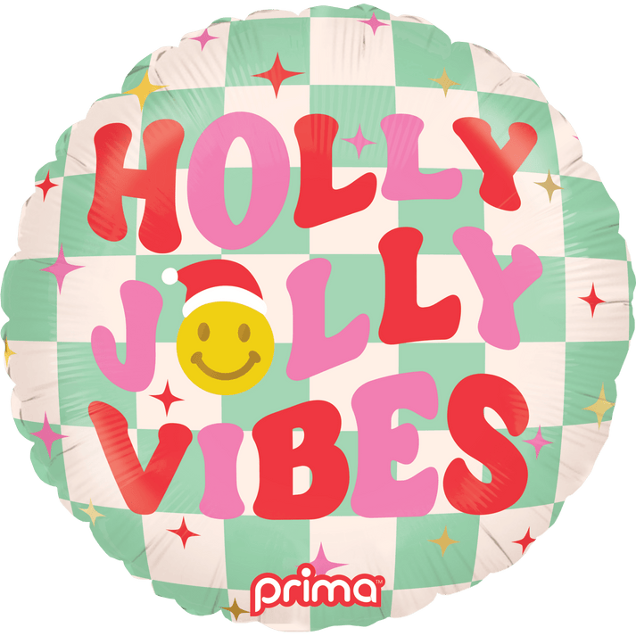 18" Round Holly Jolly Vibes Checker