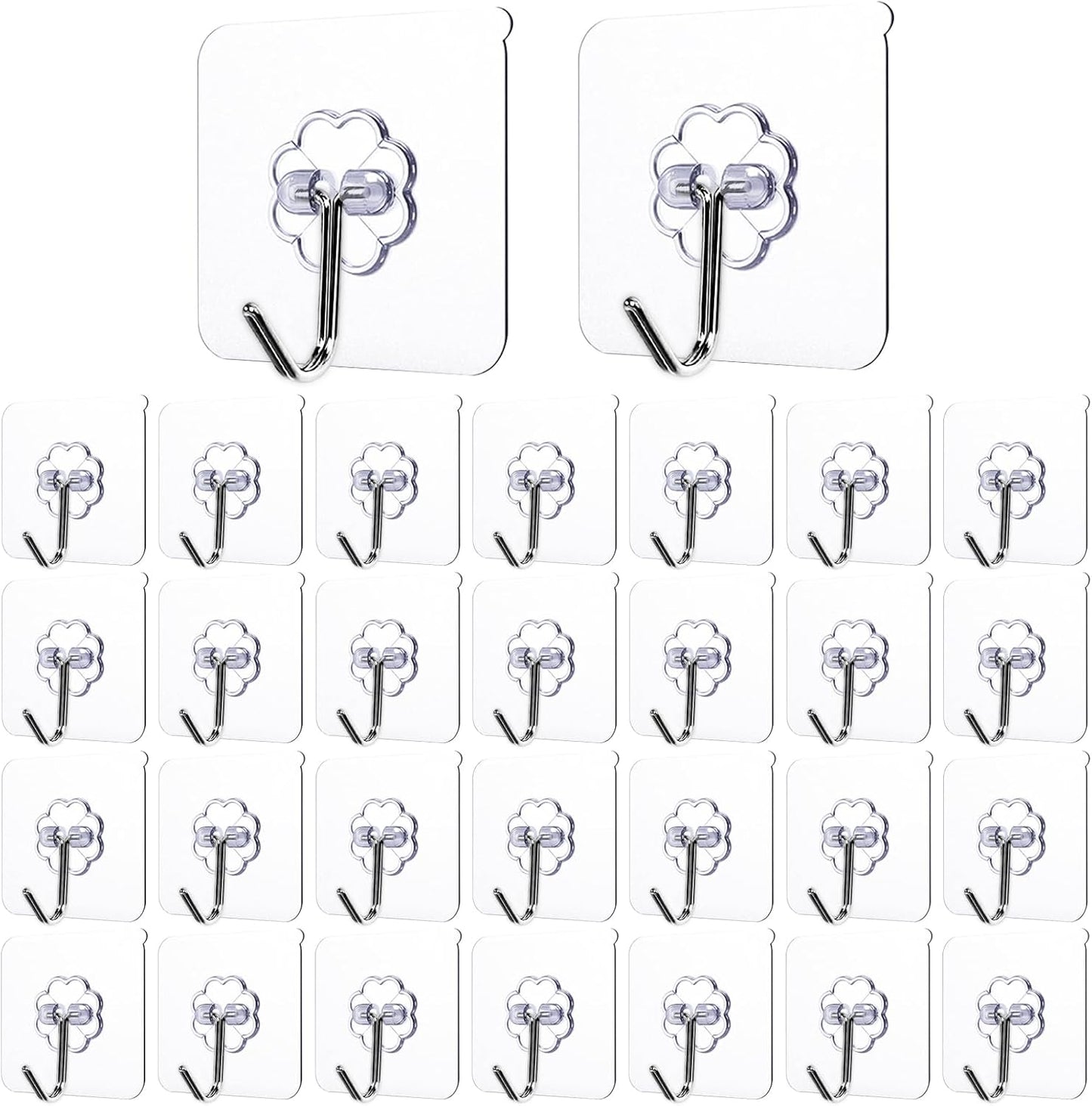 30 Sticky Transparent Removable Adhesive Hooks