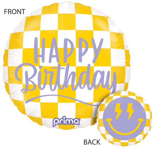 18” Round Happy Face Checker Birthday