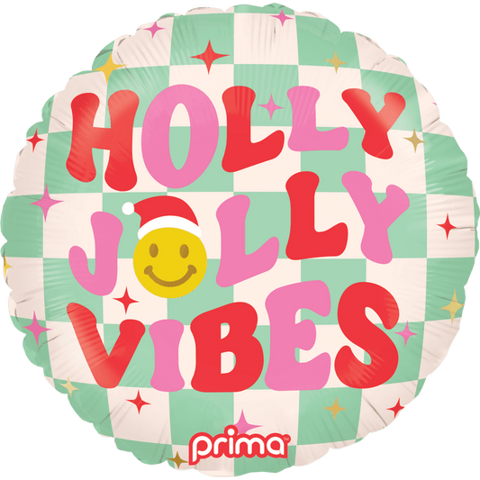 18" Round Holly Jolly Vibes Checker