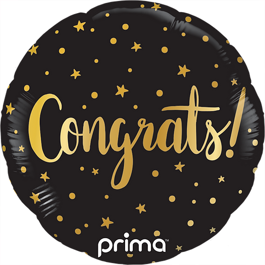 9" Round Air-filled Congrats Gold Stars (6 PCS)