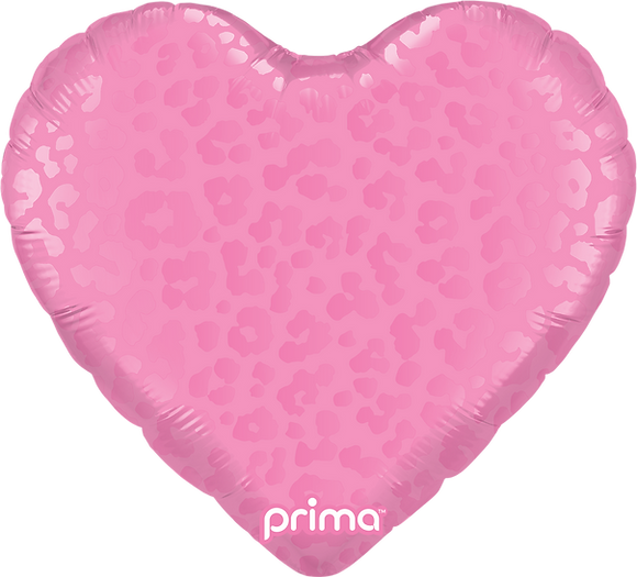 18" Heart Dark Pink Matte & Shiny Leopard Print