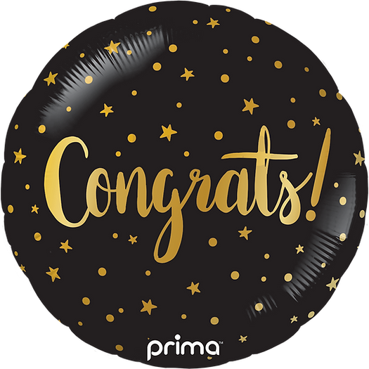 18" Round Congrats Gold Stars Foil Balloons