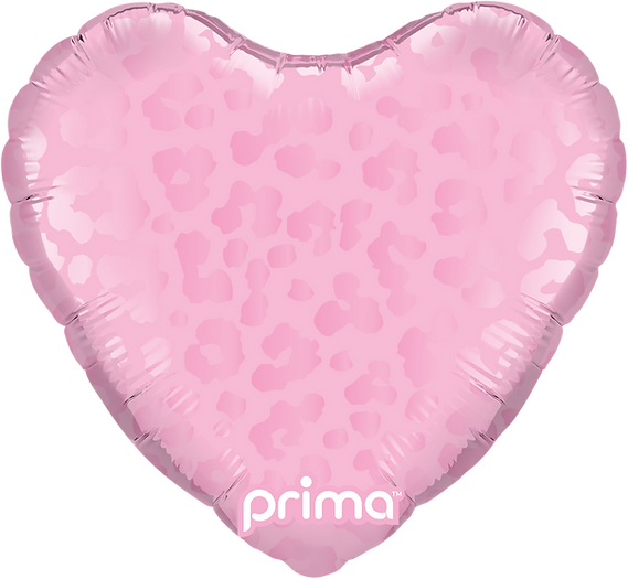 9" Heart Light Pink Matte & Shiny Leopard Print (6 PCS)