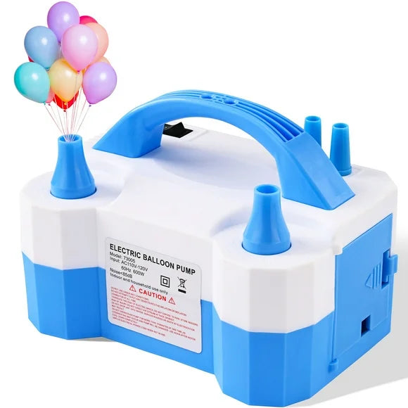 Mini Electric Balloon Pump 600W Balloon Blower Inflator with Dual Nozzle Blue and White - Light Blue