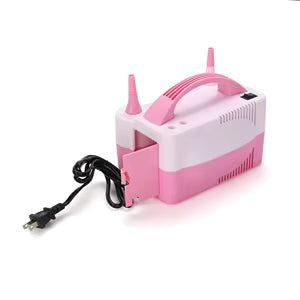 Mini Electric Balloon Pump 600W Balloon Blower Inflator with Dual Nozzle Pink and White - Light Pink