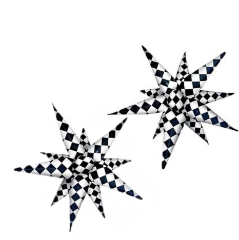 26" Checkered Black and White Foil Starburst Balloon (2PCS)